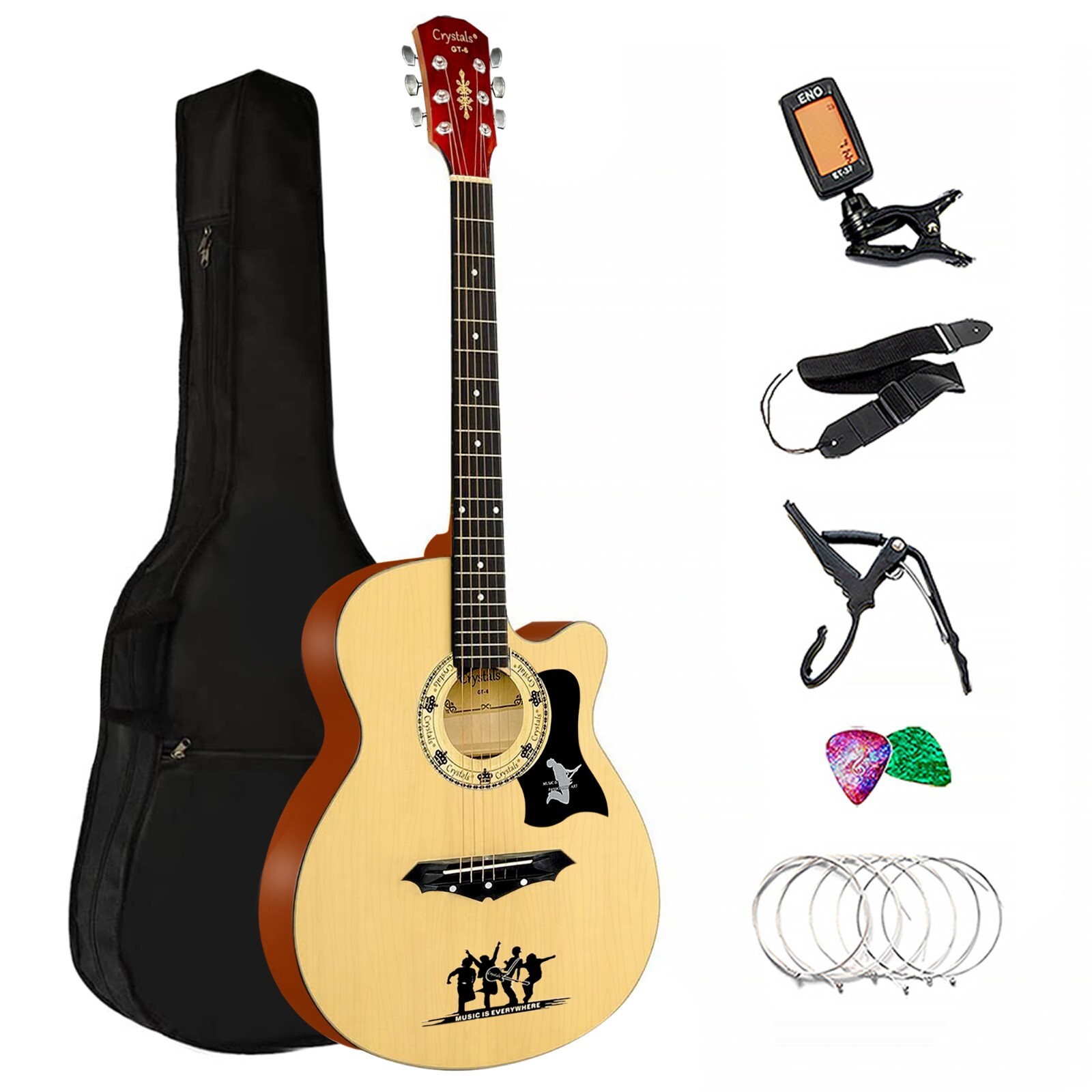 CHITARRA ACUSTICA CLASSICA CONFEZIONE 6 CORDE RAGAZZI RAGAZZE CHITARRA MUSICALE 4/4 MISURA 38"