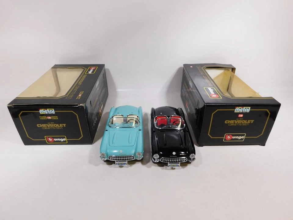 2X Bburago 1:18 Cod. 3034 Modelo Chevrolet Corvette (1957) Sg/Mint+Box #DY998-5 - Imagen 3 de 4