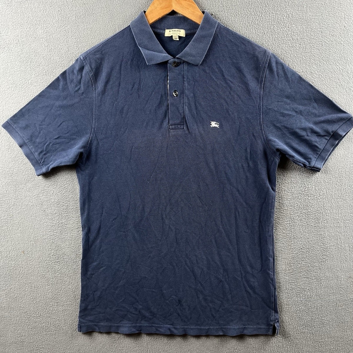 新品同様Burberry London ポロシャツ ネイビー Lサイズ Burberry London Polo Shirt Mens Medium Navy Blue Classic Fit