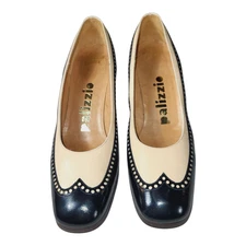 Vtg Palizzio Grand Prix Women's Leather Wing Tip Oxford Pumps Snub Nose Heel 7AA