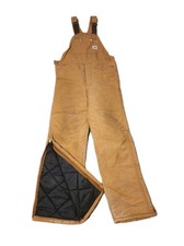 Carhartt R03 BRN Brown BIB overalls Pre-Owned mens 34x34 Insulated Quilted