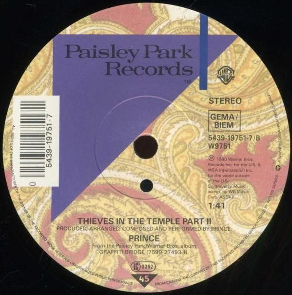 Prince Thieves Im Tempel 7" Vinyl Deutschland Paisley Park 1990 7" In Bildhülle - Bild 4 von 4