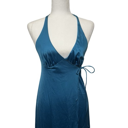 Vintage 70er Vanity Fair Crossbody Wickel Nachthemd blau Maxi Schlupfkleid Gr. 34 - Bild 3 von 6