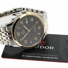 TUDOR WATCH 91651 1926 DATE AUTOMATIC BLACK DIAL STAINLESS STEEL/RG MEN'S F/S 2