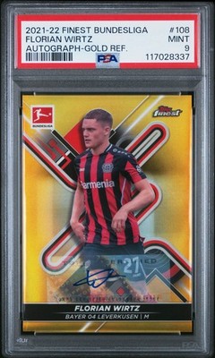 2021-2022 TOPPS FINEST BUNDESLIGA AUTO-GOLD REFRACTOR FLORIAN WIRTZ 12/25 PSA 9