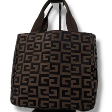 Givenchy Vintage 4G Logo Mini Tote Bag Brown Canvas Nylon Excellent Condition