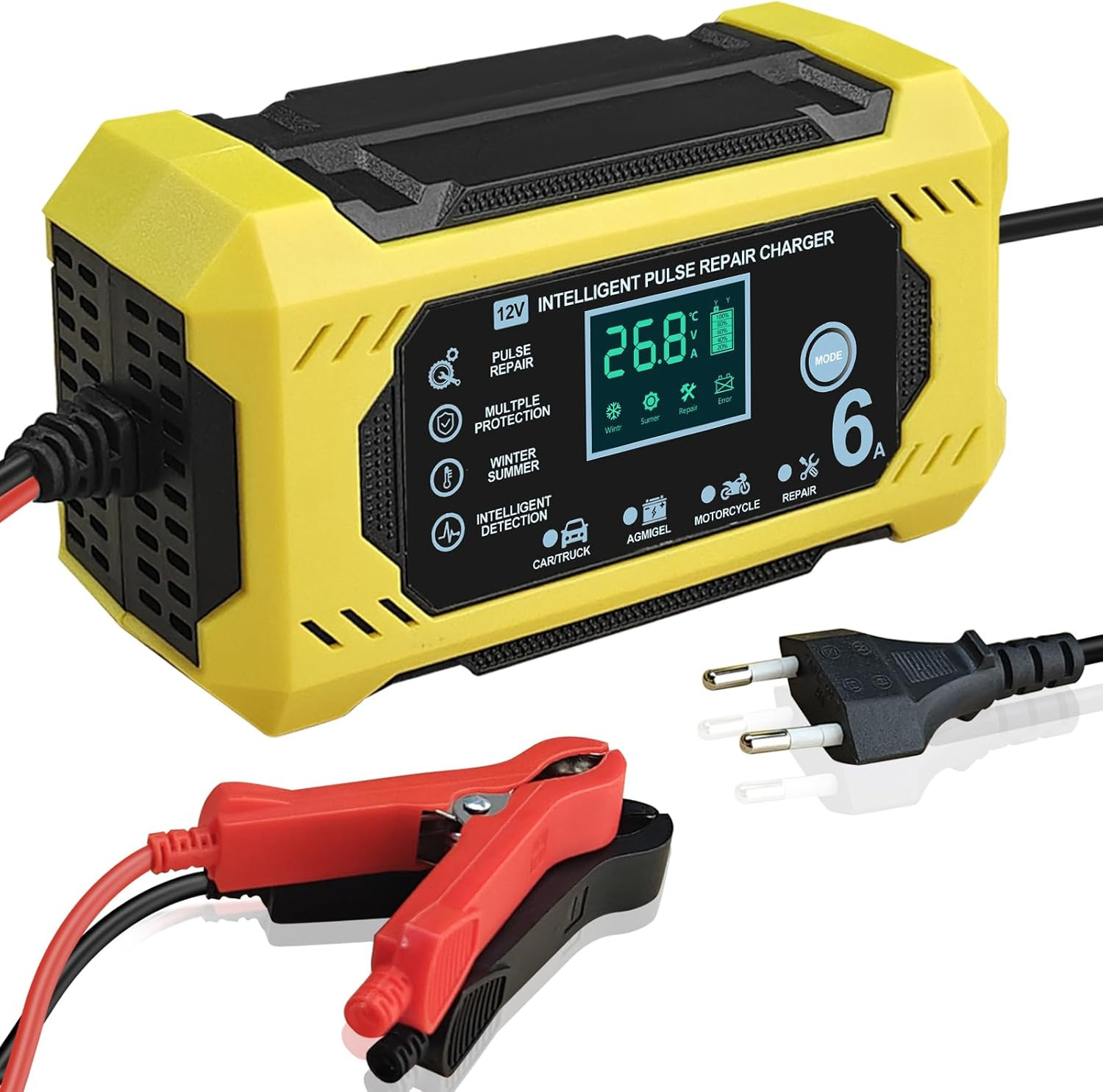 Chargeur intelligent 12V avec mode réparation automatique pour moto et quad