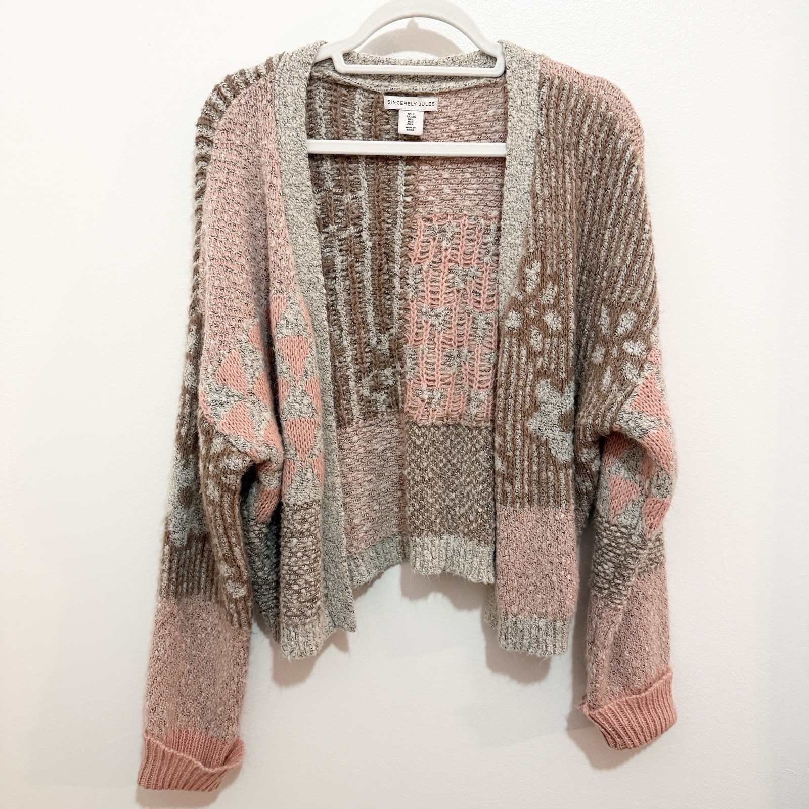 Sincerely Jules Patchwork Floral Knit Cardigan L … - image 1