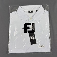 FootJoy Golf Shirt Polo Tonal Dot Print Athletic Fit Large White NWT MSRP 95