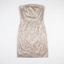 VTG Express World Brand Silver Jacquard Floral Strapless Cocktail Dress Sz 1/2