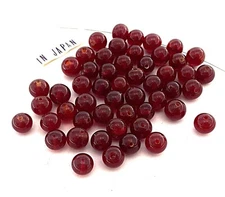 100 Vintage Japan Glass Dark Ruby 7mm. To 8mm. Handmade Round Loose Beads 4663