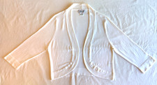 Jessics H. Women's Open Front Long Sleeve Cropped White Cardigan Sweater Size XL