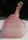 Frosted Pink Depression Glass Phoenix "Camellia" Powder Box, Very Good Condition — photo 3