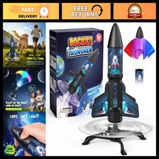 Kids Rocket Launcher Toy - 200ft Self-Launching Spinner Rocket Gift for Outdoor