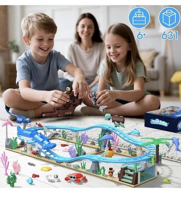 Ocean Roller Coaster Adventure Park Building Set, Friends Blocks Kit with Sub...