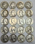 Lot of 20 Washington Quarters – 90% Silver – Mixed Years 1936-1959