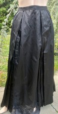 ANTIQUE VICTORIAN BLACK SILK BUSTLE SKIRT W/ ATTACHED BUSTLE PAD 29" WAIST