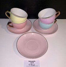 4 Pastel Teacups 3 Pink Saucers Demitasse Children possible FAO Schwarz