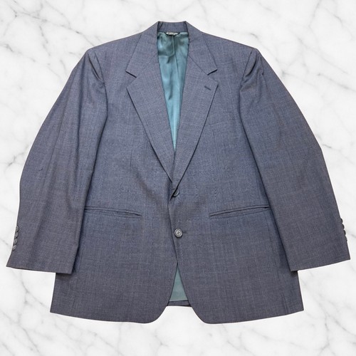 Bill Blass, Vintage Bill Blass Wool Blazer Made USA Charcoal Plaid 2 Button Mens L 42-44R