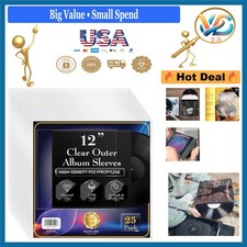 12.75x12.75 Vinyl Record Sleeves 3 Mil Heavyweight Polypropylene 25 Pack