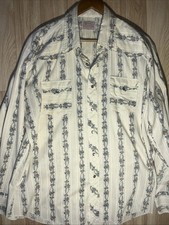 Vintage 60s H Bar C Ranchwear Men  s 17.5 - 36 Floral Pearl Snap Western