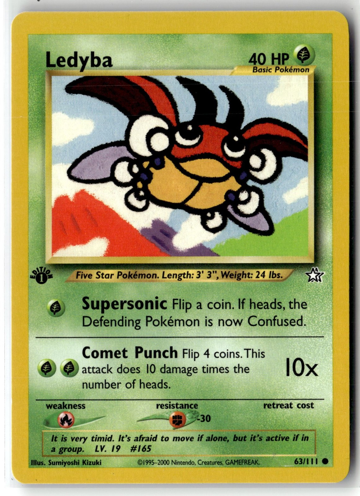 Ledyba ⭐️ 63/111 Common Neo Genesis 2000 Pokemon 1st Edition NM