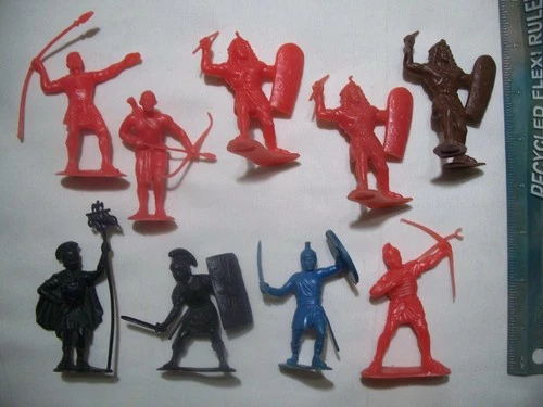 9 RARE MARX W.O.W.  ATLANTIC EGYPTIANS ROMANS 1/32 54MM 60MM PLASTIC PLAYSET