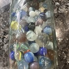 Vintage Blue Glass Ball Jar Full Of Marbles Over 3 Pounds — photo 8