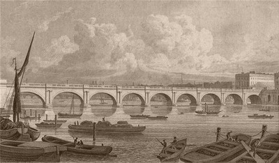 Waterloo Bridge. London. HIRTE 1828 altes antikes Vintage Druckbild