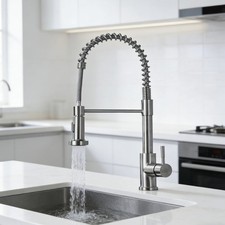 Nickel Kitchen Sink Faucet/Panel Pull Down Sprayer Swivel Mixer Stainless Steel