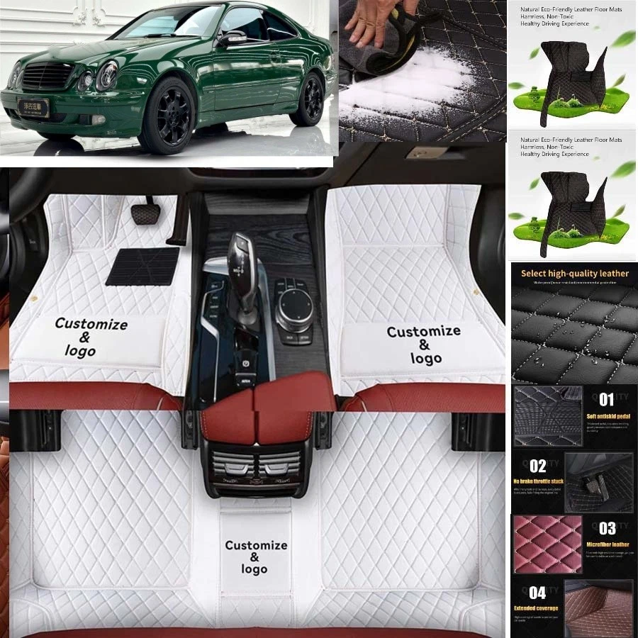 For Mercedes Benz CLK Car Floor Mats Carpet Waterproof Luxury Custom Foto 2 de 4
