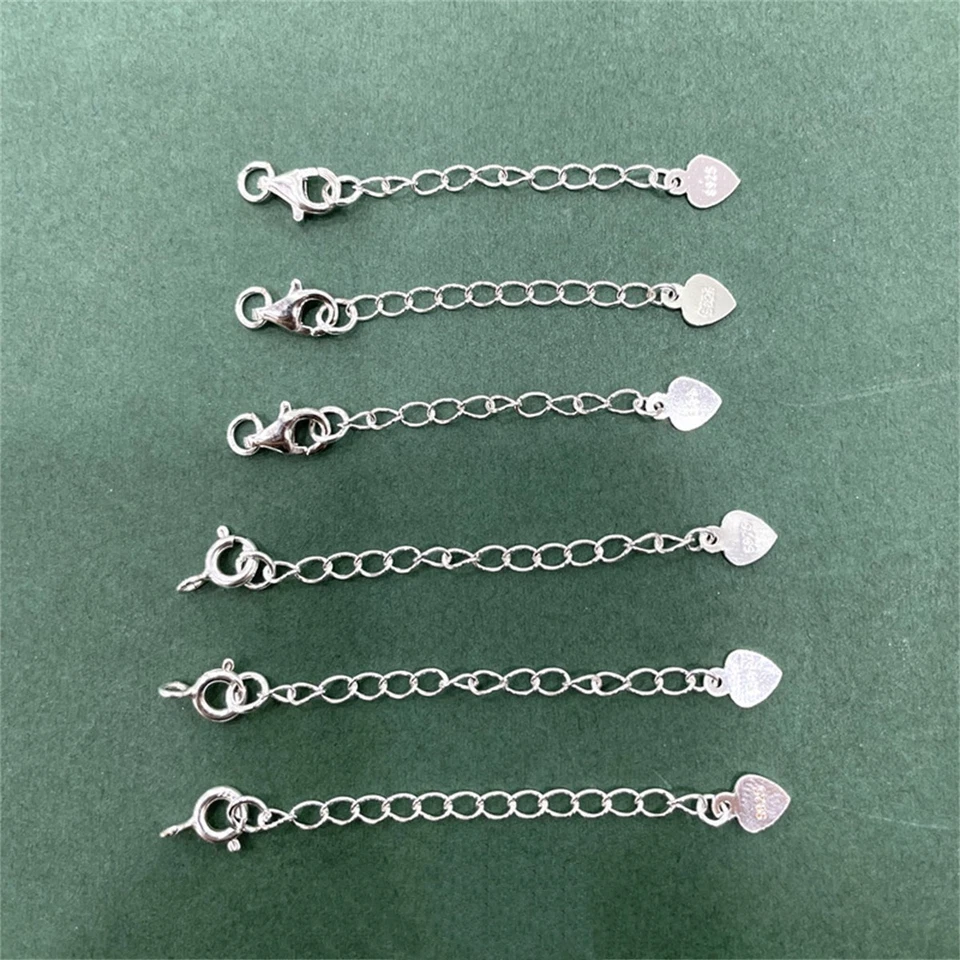 925 Sterling Silver Extender Necklace Extension with Heart Charm, Clip on Clasp - Image 2 of 4