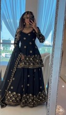 Latest New Heavy Chinon Silk Black Top Lehenga With Dupatta For Wedding Wear
