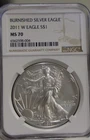 2011 W (Burnished) US Silver Eagle $1 NGC MS70