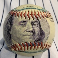 One Hundred Dollar Bill Albert Elovitz Baseball Ball Souvenir