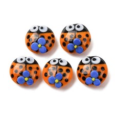 20pcs Orange Ladybug Lampwork Beads for DIY Handmade Ladybird with Flower Beads