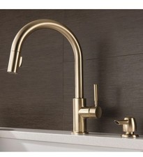 Delta Trask Gold Champagne Bronze Single Handle Deck-mount Pull-down Kitchen