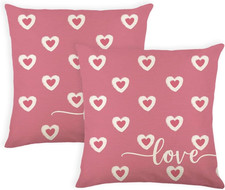 Valentine's Day Pillow Covers 18x18 Inch Set of 2 Small Pink Hearts Love Pillow