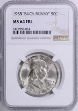 1955 50c "BUGS BUNNY" FS-401 Franklin Half Dollar - NGC MS 64 FBL