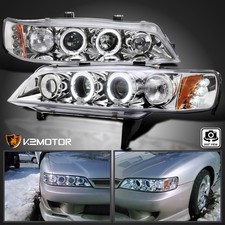 Fits 1994-1997 Honda Accord Led Halo Projector Headlights Lamps Leftright 94-97