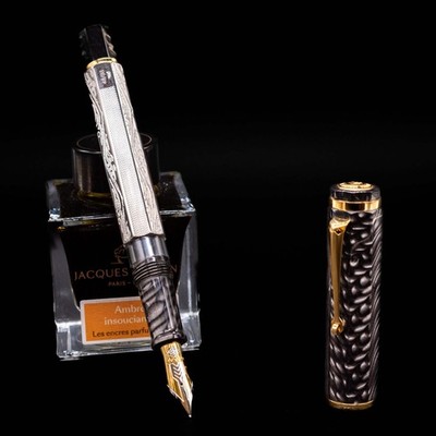 OMAS Cobra Fountain Pen - Silver Guilloche