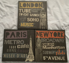 3 IKEA Wall Art Set di Tre Città Tela 10X10 Usate 