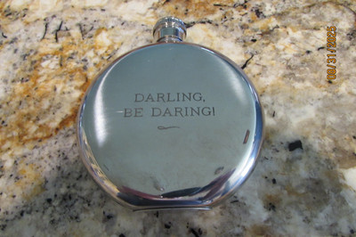 Oh My Chic! Round Smooth Stainless Steel Pocket Mini Flask ''Darling Be Daring!''
