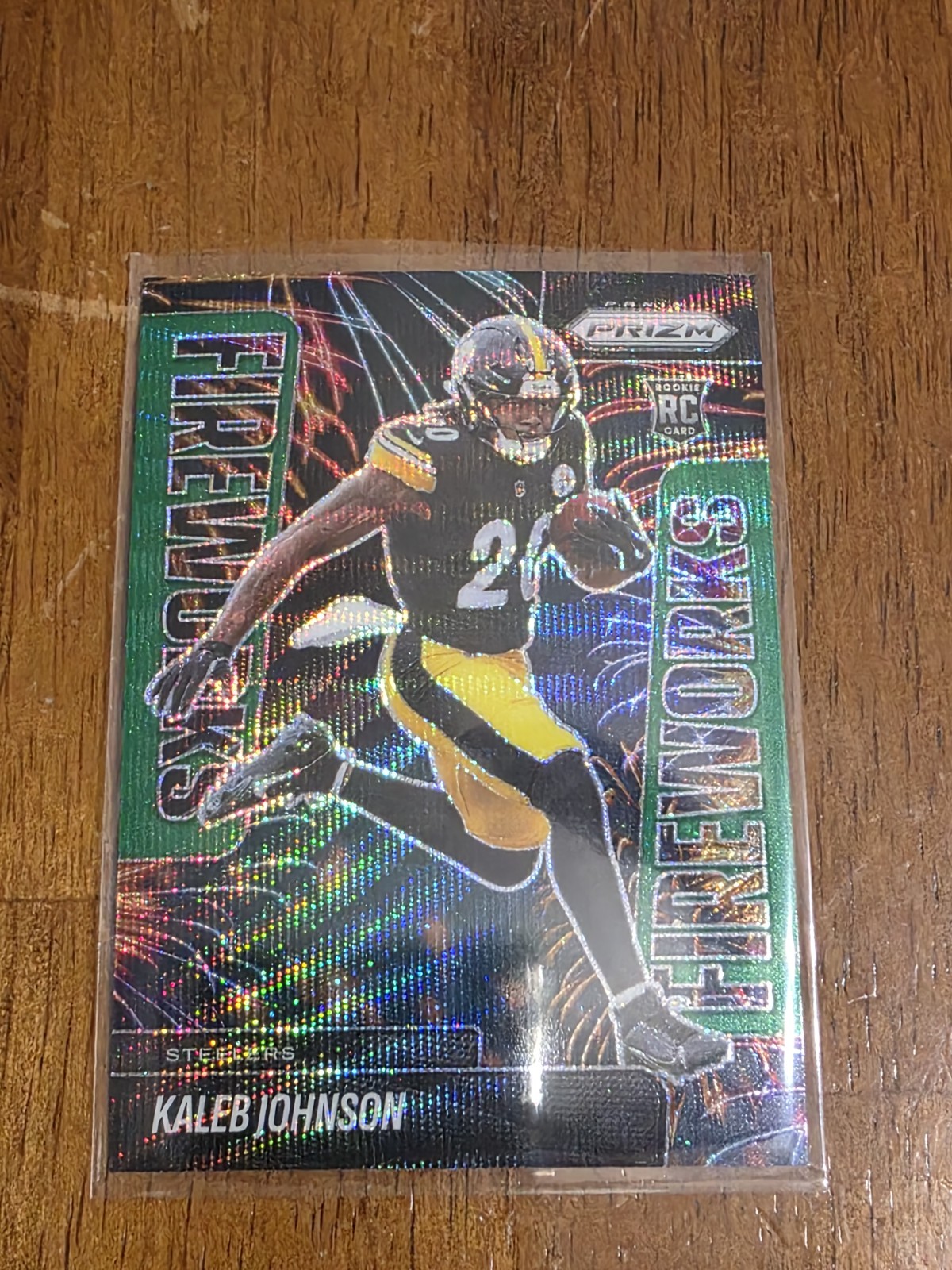 2025 Panini Prizm - Fireworks Kaleb Johnson #4 Green Wave Prizm (RC)