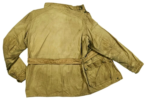 HOT VTG Men BELSTAFF TRAILMASTER BIKER PARKA BELTED KHAKI WAXED Jacket L (Fit M) image 4