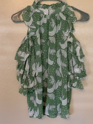 Max Studio womens Georgette Cold-shoulder Ruffle Top Size S
