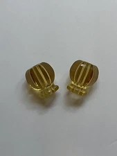 (2) Vintage Small Glass Era Cabinet Drawer Pull Knobs Amber Crystal