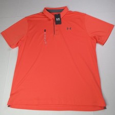 NEW Under Armour UA Tech Golf Polo Shirt Men  s Size 2XL Orange Loose Fit Casual