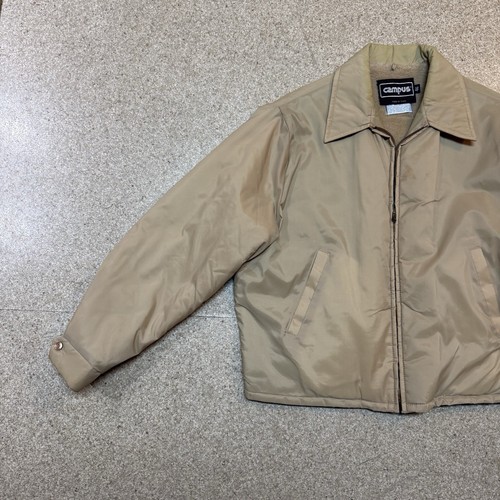 Giacca Bomber Campus Vintage Uomo Large Tg 46 Tan Khaki Full Zip Made USA Foderata - Foto 2 di 14