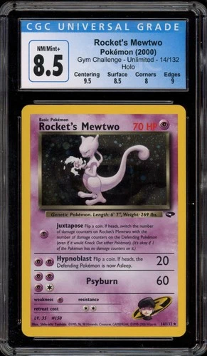 Pokemon Rocket's Mewtwo Gym Challenge Unlimited Holo Rare #14 CGC 8.5